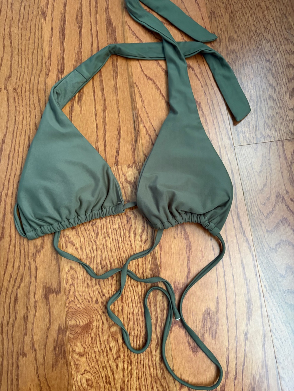 Army Green Bikini Top with Adjustable Ties